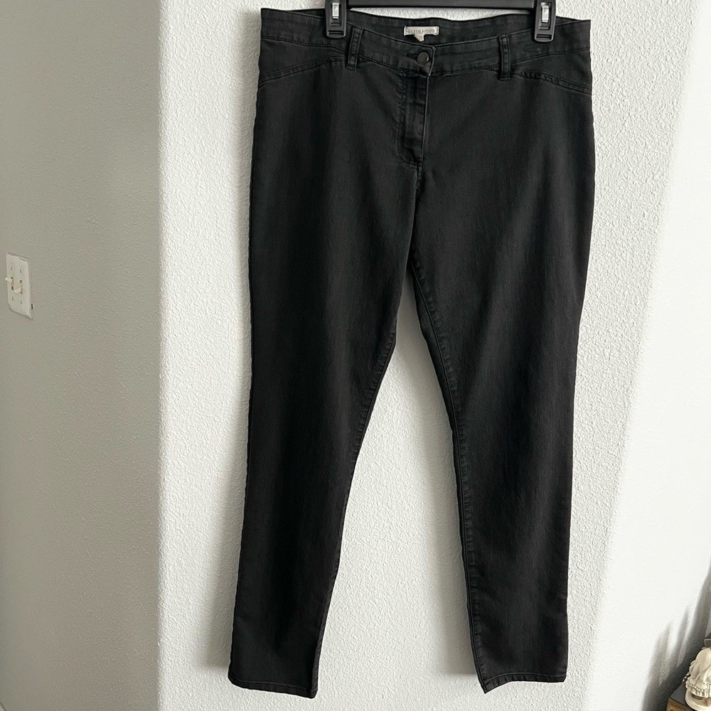 Eileen Fisher Black Slim Fit Five Pocket Stretch Pants Size 14 Made in Portugal